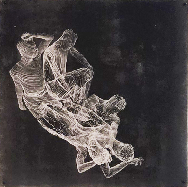 A print of a man falling in slow motion.